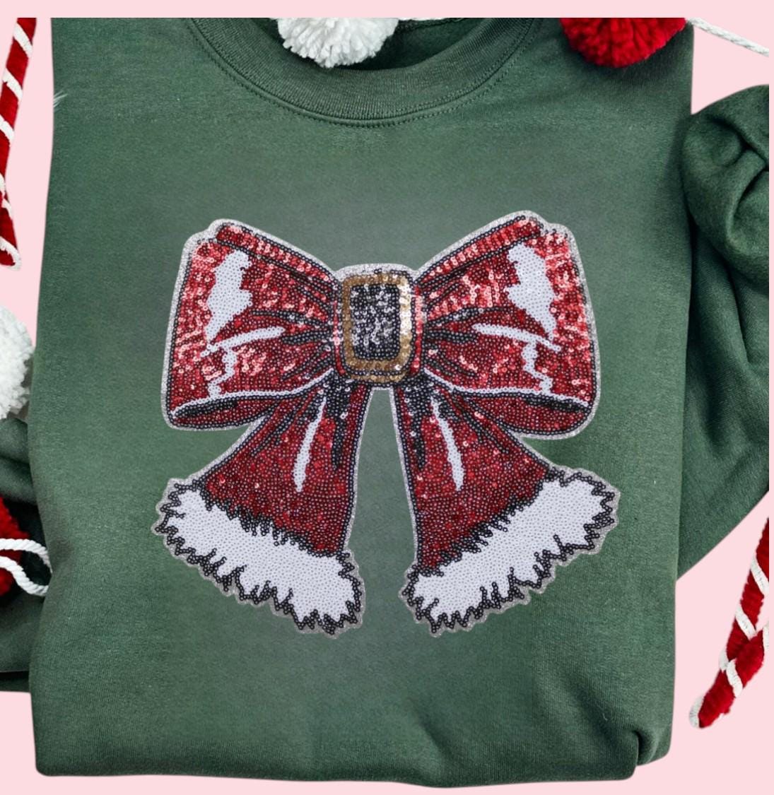 Santa Bow Large Sequin Patch